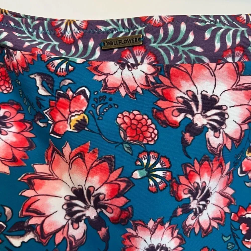 NWT Wall flower Tropical Floral Turquoise Bikini bottom 3XL Side cutout